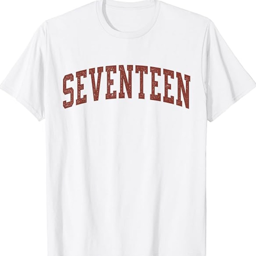 Seventeen Minimalist 17th Birthday 17-Year-Old Short Sleeve White T-Shirt, L